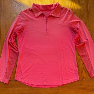 IBKUL Coral/Pink  Long Sleeve Quarter-Zip Top. Excellent Condition. Size Medium